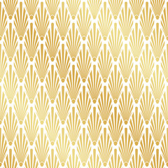 Seamless gold Art Deco palm leaf pattern background