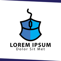 Mouse shield logo icon vector template. mouse art technology logo