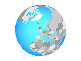 Scotland on blue political globe. 3D illustration isolated on white background.