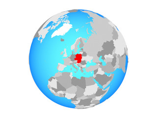 Visegrad Group on blue political globe. 3D illustration isolated on white background.