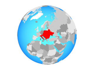 CEI countries on blue political globe. 3D illustration isolated on white background.