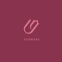 Vector luxury flower logo design. Ornate floral wedding sign. Modern simple premium design vector element. Emblem luxury beauty spa saloon, cosmetics, jewelry, flower shop, restaurant, garden.