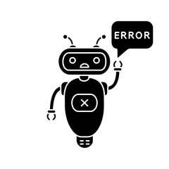 Fototapeta premium Error chatbot glyph icon