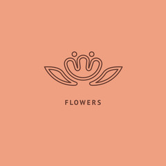 Vector luxury flower logo design. Ornate floral wedding sign. Modern simple premium design vector element. Emblem luxury beauty spa saloon, cosmetics, jewelry, flower shop, restaurant, garden.