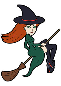 Sexy witch on a broom