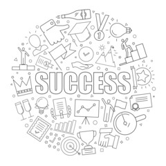 Success background from line icon. Linear vector pattern. Vector illustration
