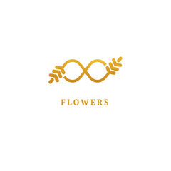 Vector stock logo, abstract nature sign. Illustration design of elegant, premium and royal logotype bakery, bread, agroculture, grain, millet, field, flour. Vector icon of gold ear.