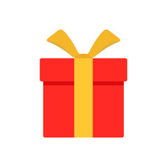 Gift box with ribbon. Abstract concept, icon. Vector illustration on white background.