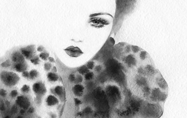 beautiful woman. fashion illustration. watercolor painting
