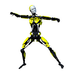 3D Rendering Male Robot on White