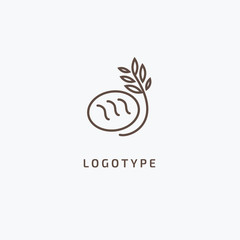 Fototapeta premium Vector stock logo, abstract nature sign. Illustration design of elegant, premium and royal logotype bakery, bread, agroculture, grain, millet, field, flour. Vector icon of gold ear.