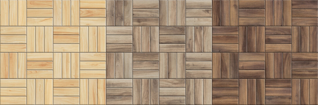 Set of high resolution seamless textures of wooden parquet. Checkered patterns © UltimaSperanza