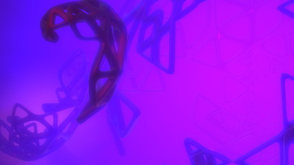 Abstract 3d rendering concept of high poly sphere with chaotic mesh grid cellular mulecular structure. Sci-fi background with polygonal shape in empty space with light god rays. Futuristic design bio