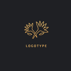 Vector luxury flower logo design. Ornate floral wedding sign. Modern simple premium design vector element. Emblem luxury beauty spa saloon, cosmetics, jewelry, flower shop, restaurant, garden.