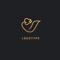 Vector luxury flower logo design. Ornate floral wedding sign. Modern simple premium design vector element. Emblem luxury beauty spa saloon, cosmetics, jewelry, flower shop, restaurant, garden.