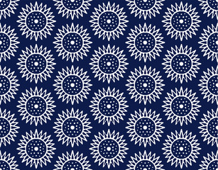 Indigo blue hand drawn vector seamless pattern. Porcelain - style surface design for fabric, wrapping paper or backdrop.