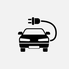 Electric auto icon. Electric car symbol. Flat design. Stock - Vector illustration.