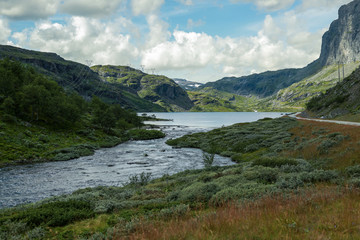 Naklejka na ściany i meble Norwegian river in the mountains