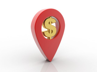 3d rendering Dollar symbol with navigation
