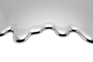 Foto auf Acrylglas Metallflüssigkeit auf weißer Nahaufnahme schmelzen © alexus