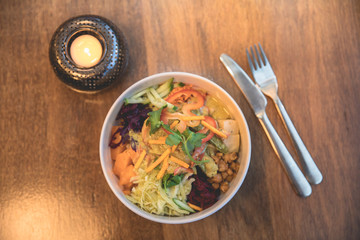 view of a bowl with delicious colorful tasty salad