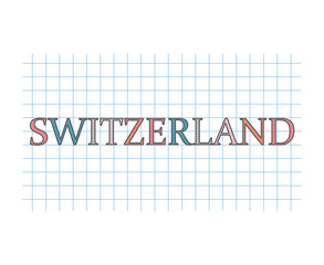 Switzerland word on checkered paper texture- vector illustration