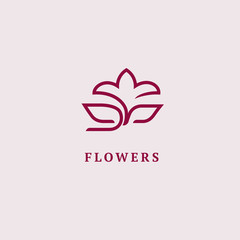 Vector luxury flower logo design. Ornate floral wedding sign. Modern simple premium design vector element. Emblem luxury beauty spa saloon, cosmetics, jewelry, flower shop, restaurant, garden.