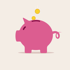 Piggy Bank with Coins