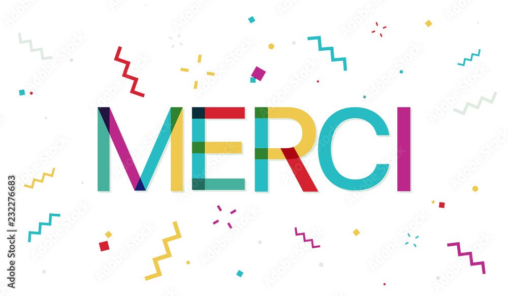 Wall mural mercy: colorful french thank you sign with confetti