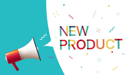 Megaphone with "New Product" Speech Bubble
