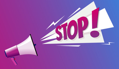 Megaphone with speech sign Stop