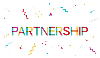 Partnership colorful banner with confetti