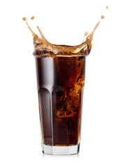 Glass of cola with splash