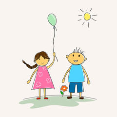 Little girl and boy