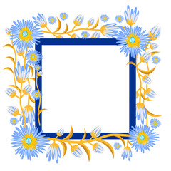 blue frame with flowers