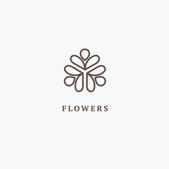 Vector luxury flower logo design. Ornate floral wedding sign. Modern simple premium design vector element. Emblem luxury beauty spa saloon, cosmetics, jewelry, flower shop, restaurant, garden.