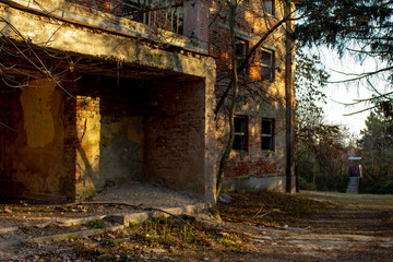 Ruins of abandoned hotel. Mountain Besnjaja near the Kragujevac in Serbia.