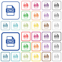 DNG file format outlined flat color icons