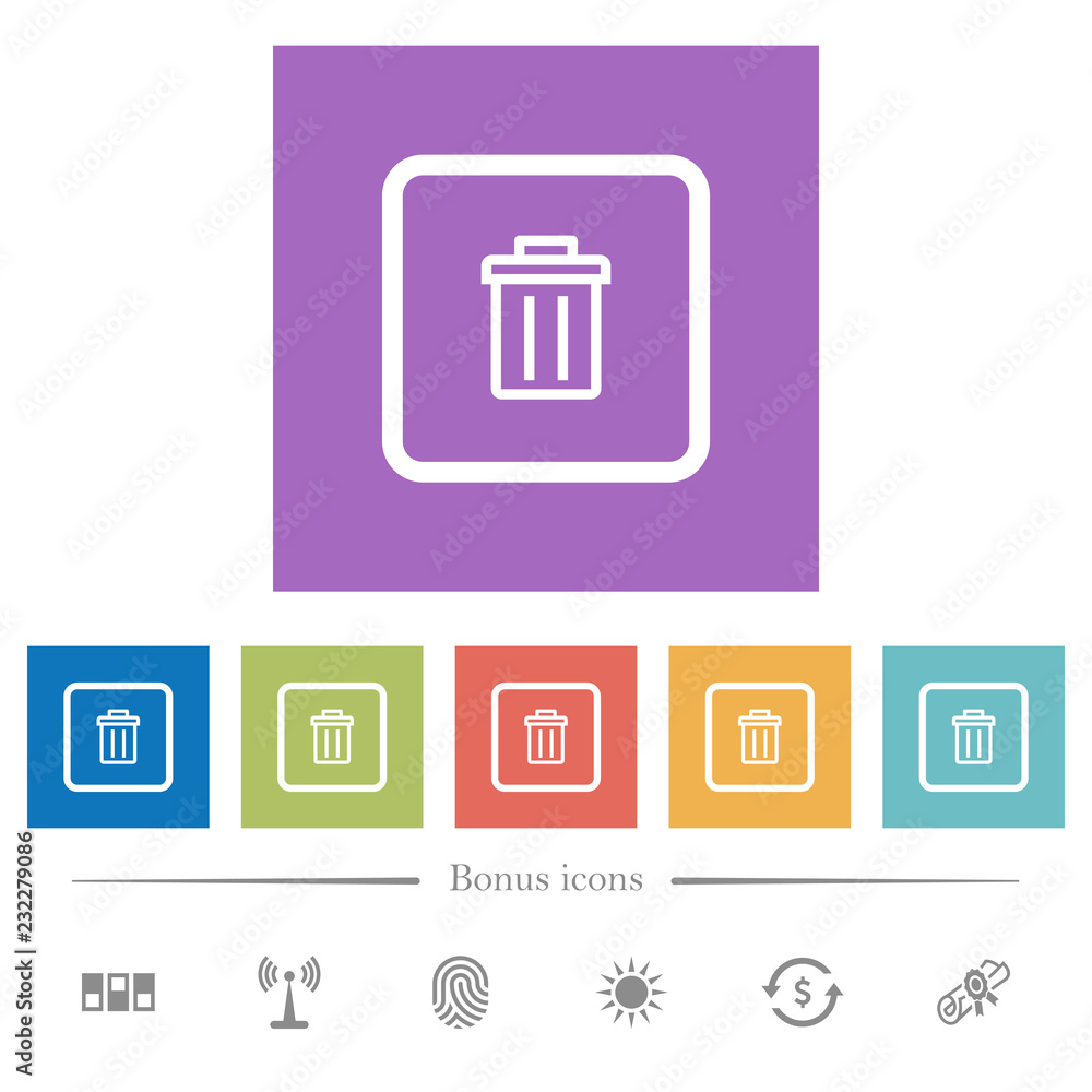 Poster delete object flat white icons in square backgrounds