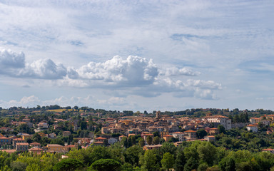 Fototapeta na wymiar Panoramic view of the historic town on the hills of Umbria, Italy