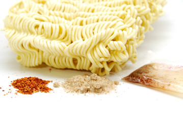 instant noodles for soup on white background