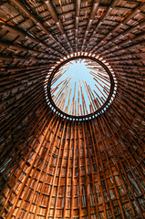 Bamboo building structure with skylight ceiling