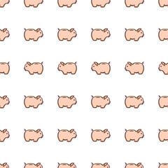 Obraz premium Cute piggy bank seamless pattern isolated on white background, vector