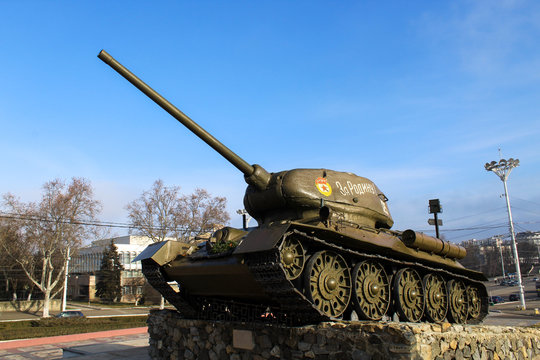 Soviet Tank In A Square In Front Of The Parliament Of The Separatist Republic Of Transnistria, Tiraspol, 2018