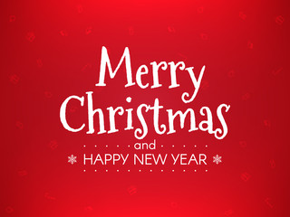 Fototapeta na wymiar Christmas greeting card. Happy New Year concept on red background. Wrapping template with xmas elements. Merry Christmas bright banner with red lights. Vector illustration for flyer, poster, website