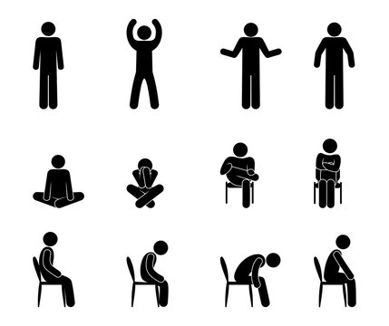 man icon, pictogram character set of people