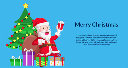 Christmas greeting card banner template with illustration of