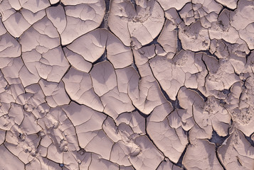 Cracks in the clay as a background top view