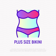 Plus size bikini thin line icon. Modern vector illustration.