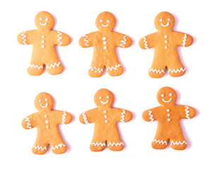 Set of gingerbread man isolated